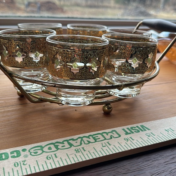 6 Mcm culver Valencia 24 k footed old fashioned cocktail glasses 1950s - Picture 1 of 5